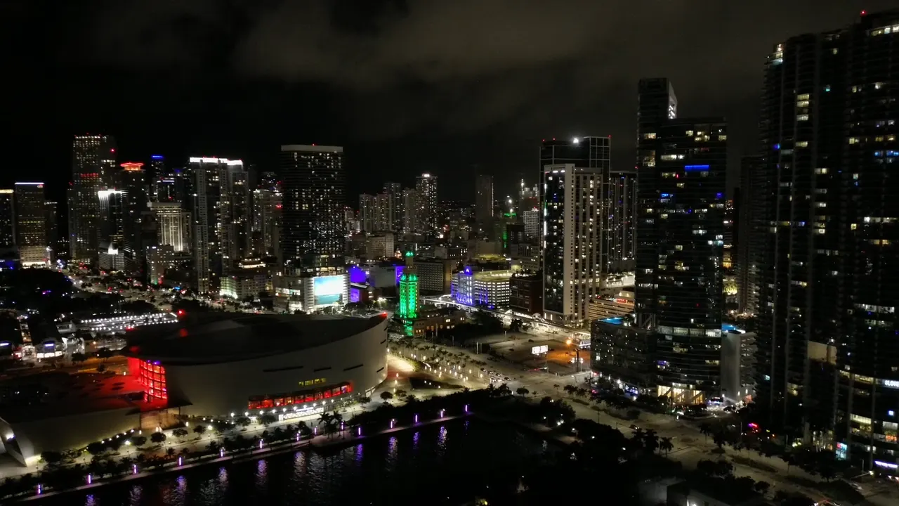 Brickell skyline in Miami at night