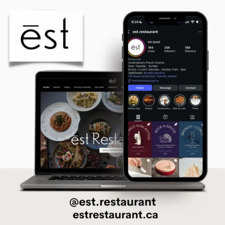 ēst Restaurant website and social media