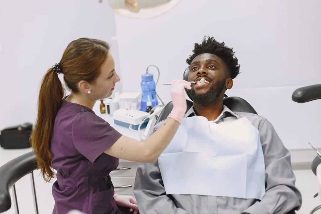 Man at dentist