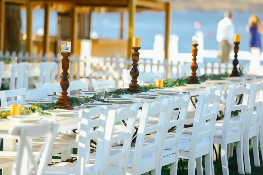 Decor of seaside wedding reception venue