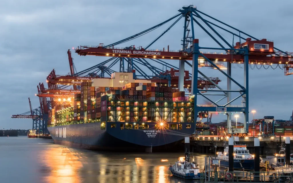 Container ship at terminal