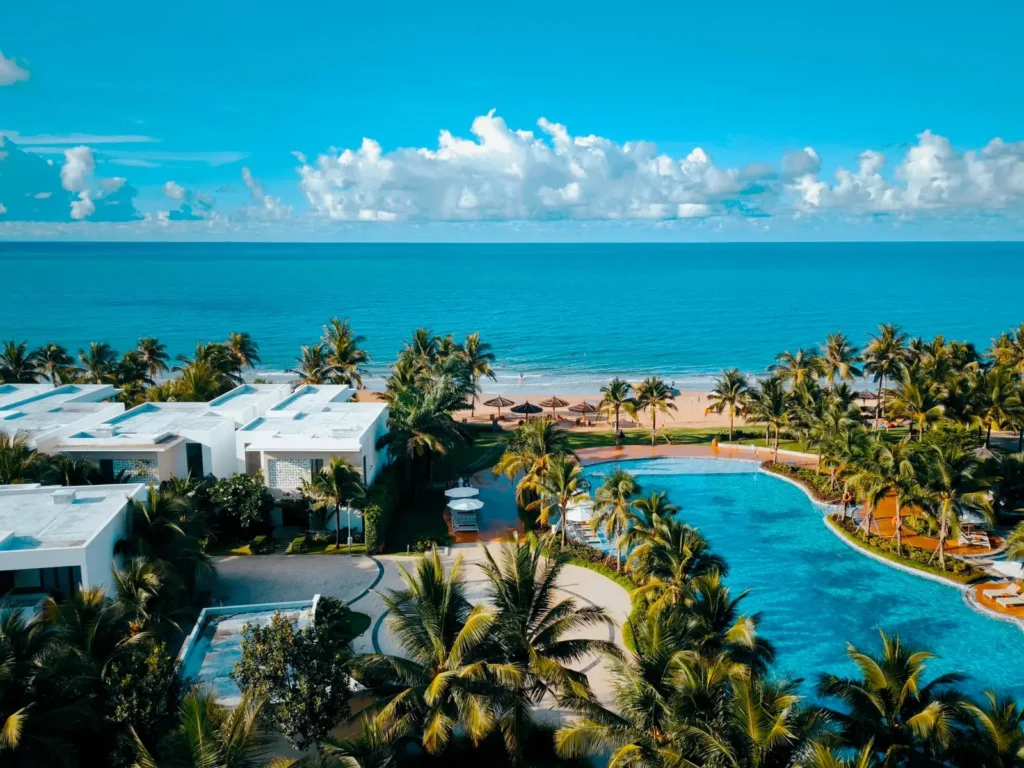 Luxurious beachfront resort with pool and ocean view