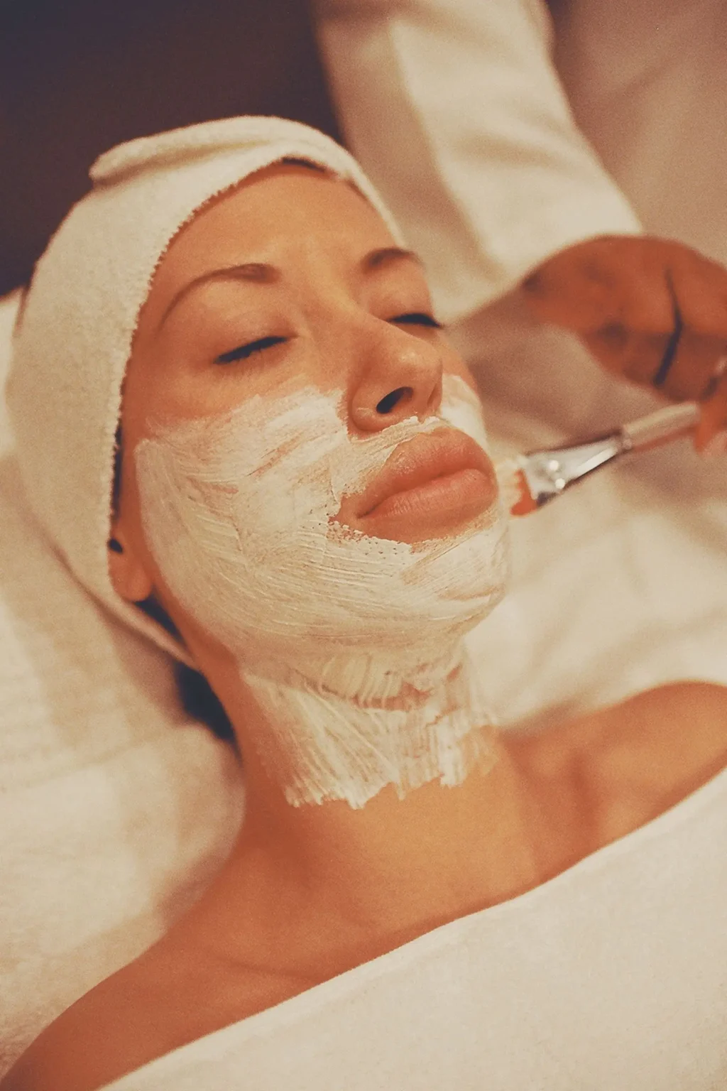 Relaxing spa facial treatment session