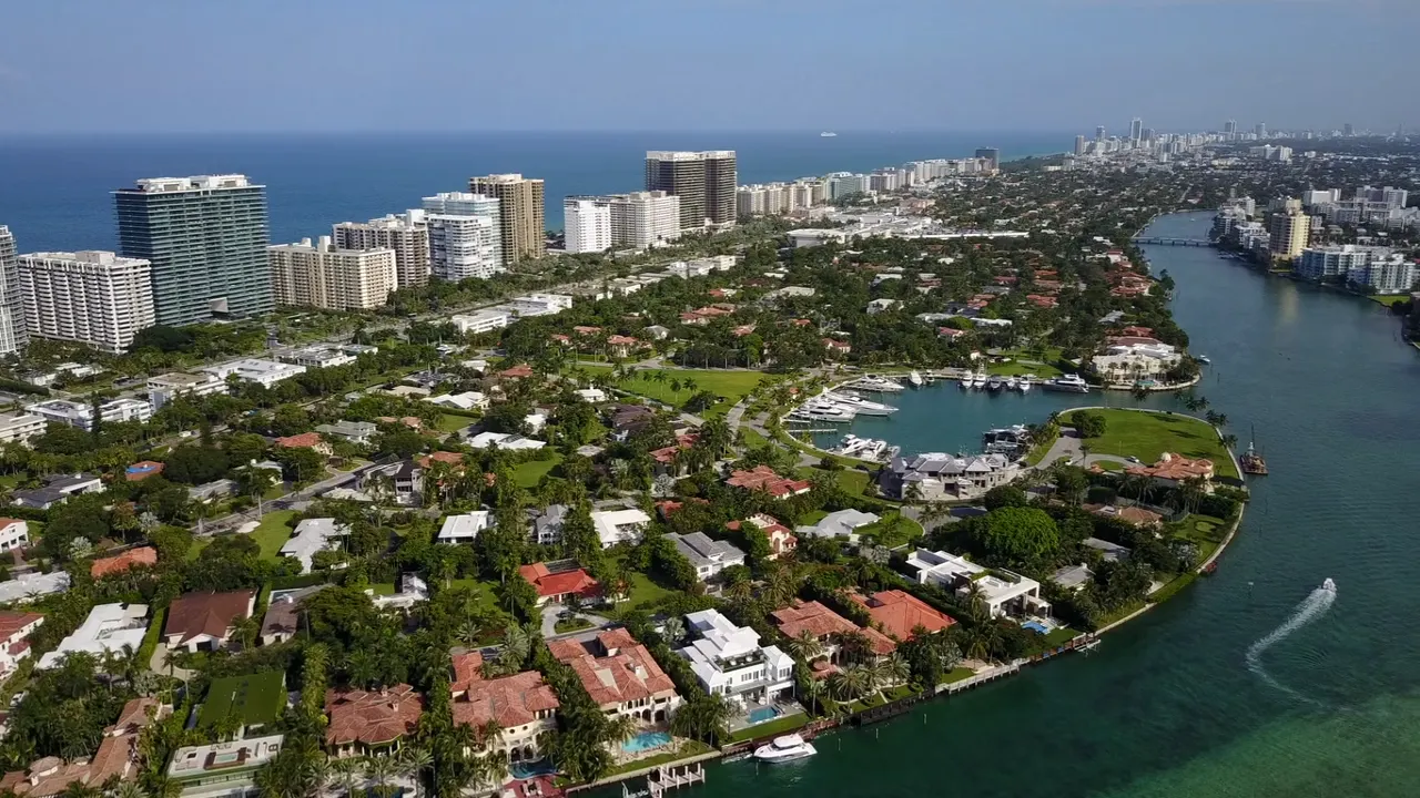 Aerial view of the Miami waterfront